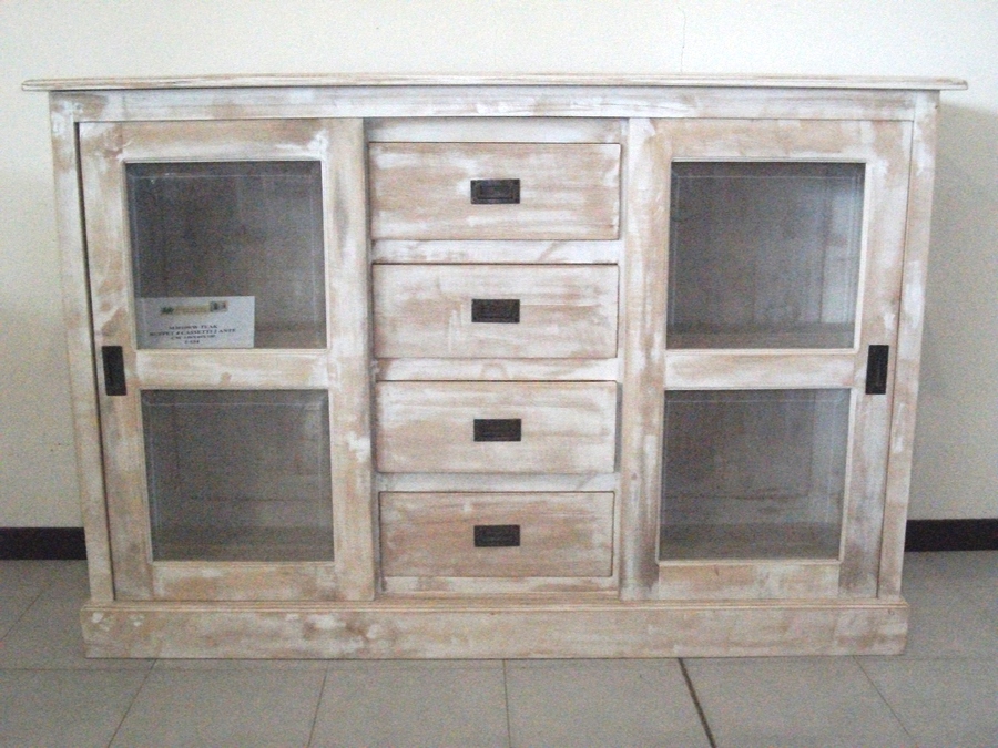 BUFFET MOBILE SHABBY CHIC DECAPATO BIANCO TEAK MASSELLO MJ0078